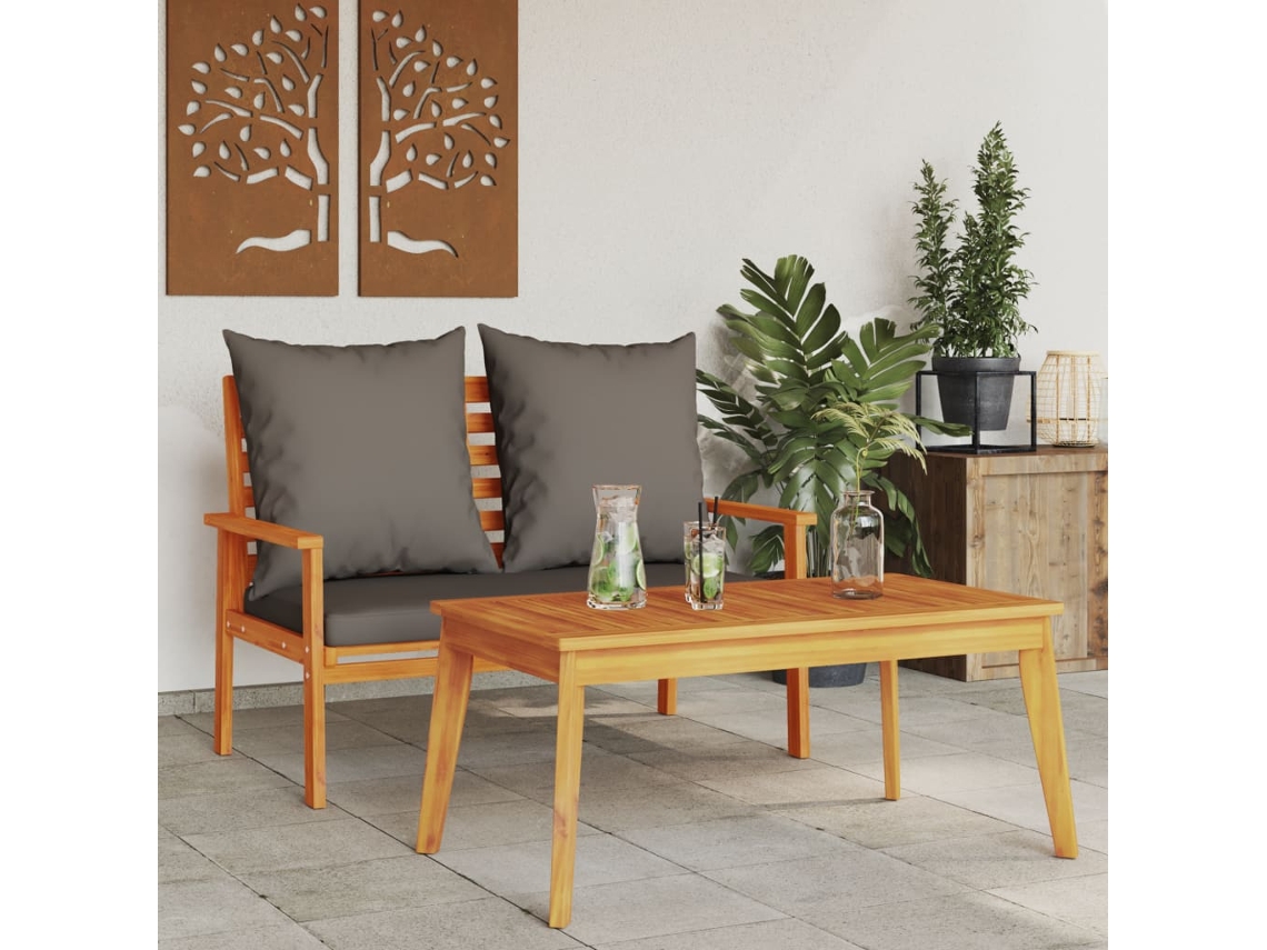 Vidaxl Conjunto De Jardim Com Almofadão Madeira De Acácia Maciça