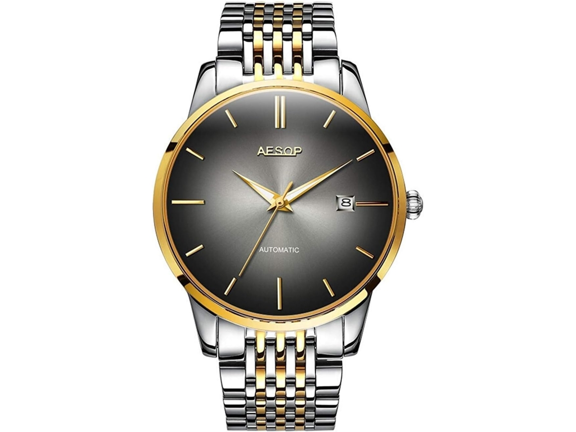 Lurelia Relógio Mecânico Masculino, Automático, Data/calendário, Prata, Azul
