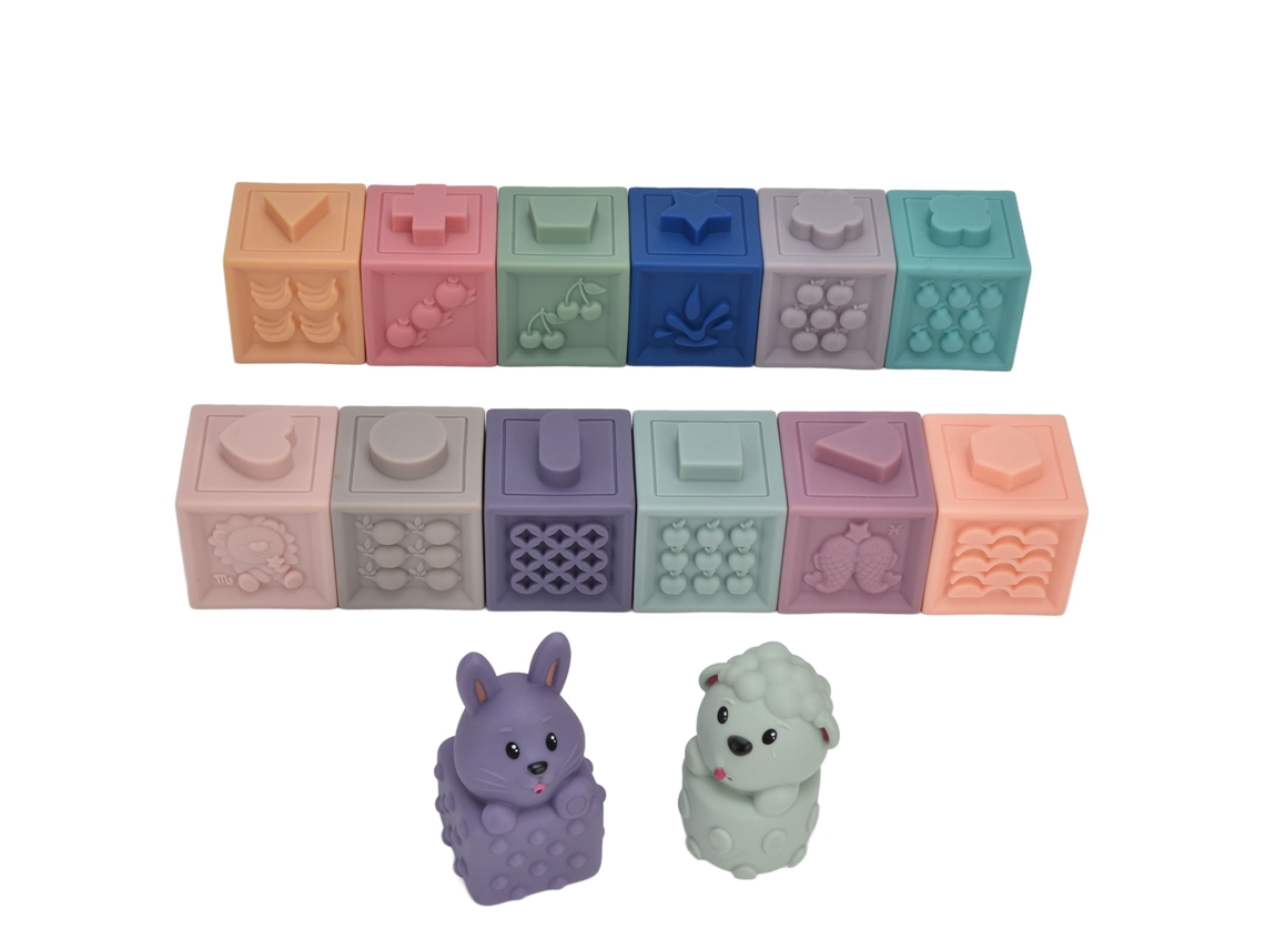 Mali 14 Blocos Macios para Bebês com Animais Brinquedos de Pilha e Pressão 6m+