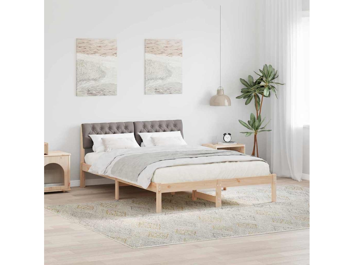 Vidaxl Estrutura da Cama com Cabeceira Marrom e Taupe 140 X 200 Cm