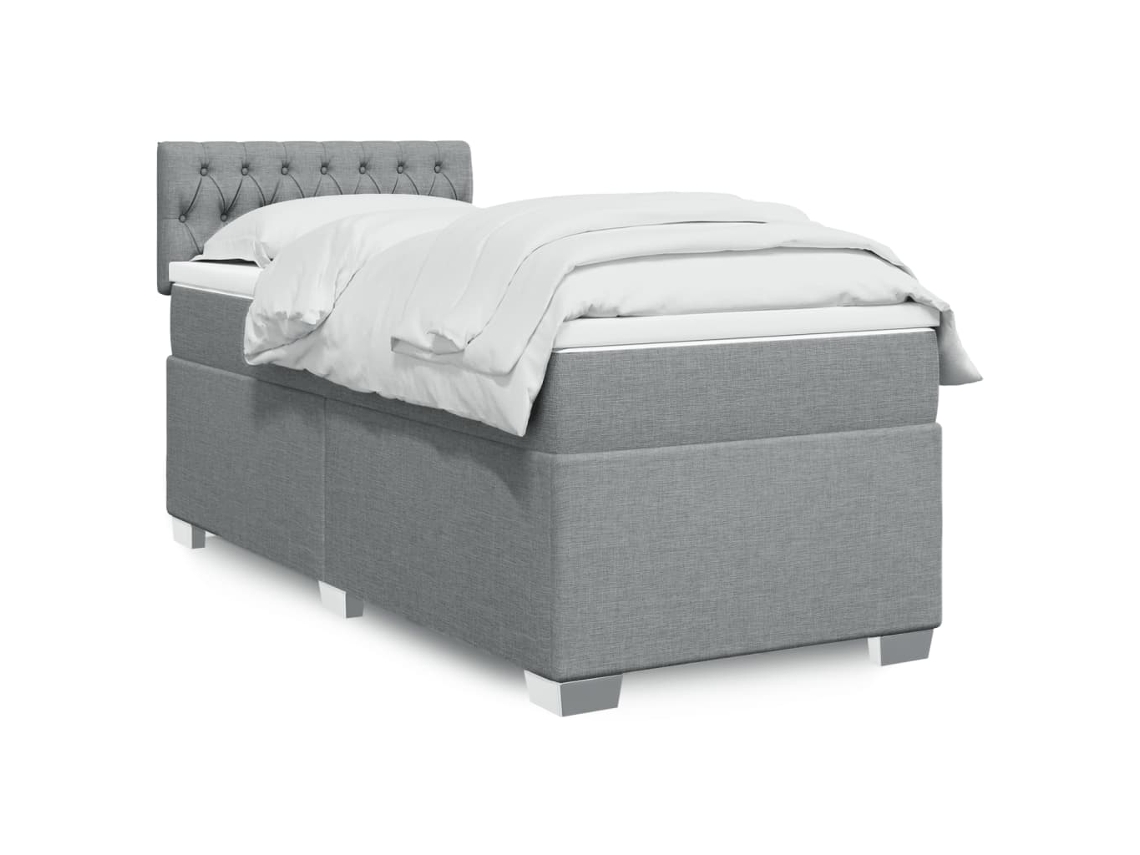 Vidaxl Cama Com Molas/colchão 100x200 Cm Tecido Cinzento-claro