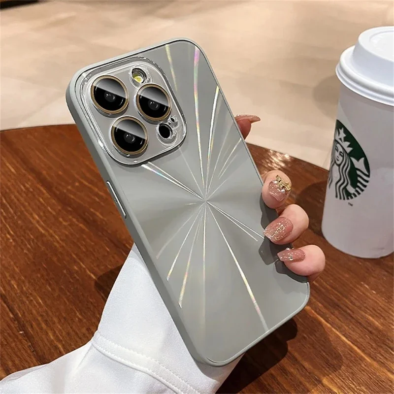 Capa De Celular De Luxo Com Padrão A Laser Para (iphone 14 Pro Cinza), Com Proteção Contra Impactos.
