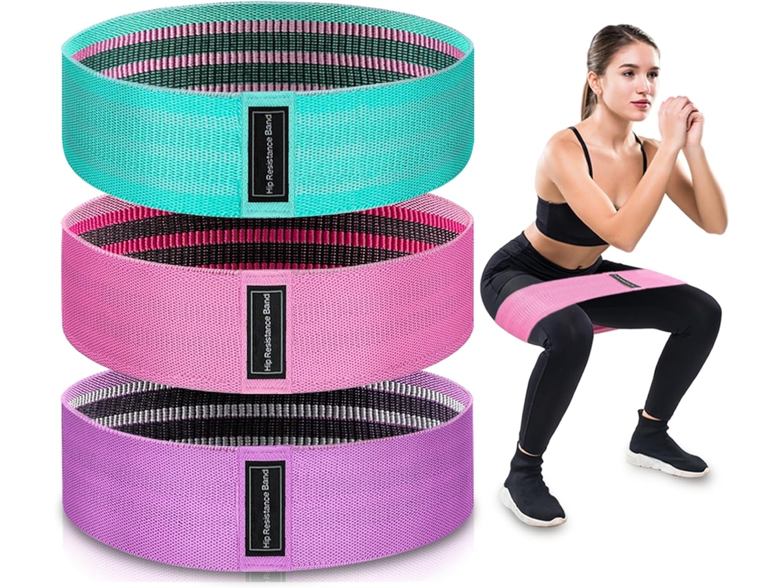 Faixas Elásticas Para Exercícios, 3 Níveis De Resistência Em Tecido Treino, Homens E Mulheres, Multicoloridas