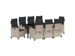 Conjunto 9 Conjunto De Jantar Para Jardim Vidaxl Cinzento-claro Vime Pe (200 X 80 X 73 Cm)