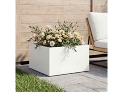 Vidaxl Vaso De Jardim Branco 60 X 60 X 30 Cm Aço Laminado A Frio