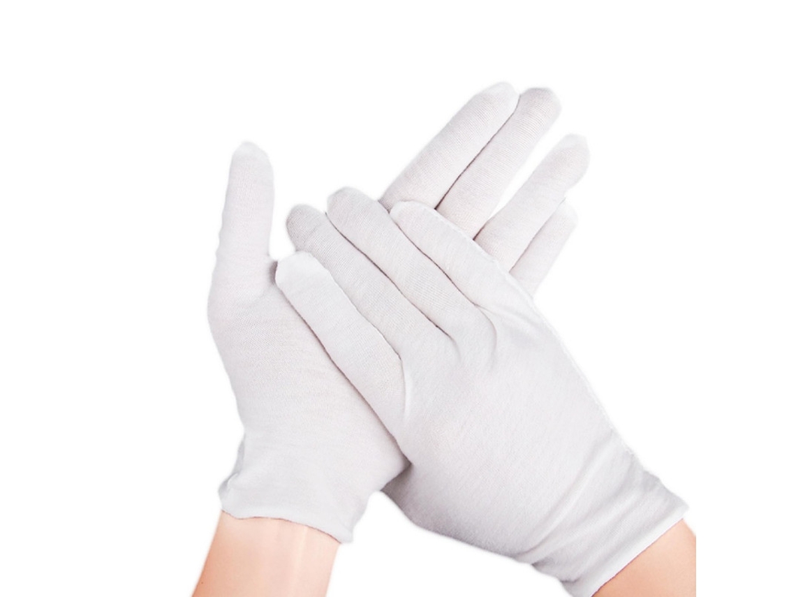 12 Pares Luvas Algodão Brancas, Macias E Elásticas, Protegem Pele Sensível, Ideal Para Joias E Manuseio De Moedas
