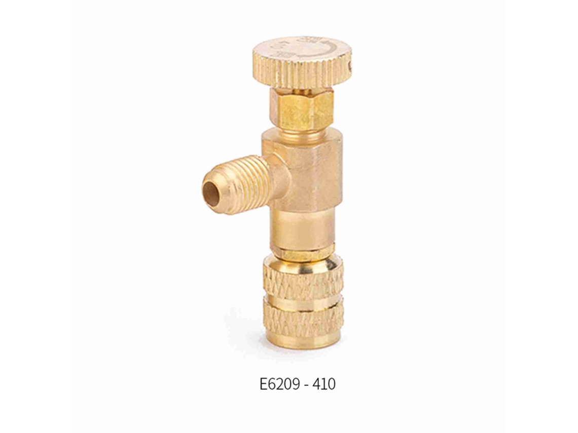 Válvula de carga de refrigerante R410a, válvula de controle de fluxo de cobre de 1/4 a 5/16 polegadas com proteção contra fluoreto.