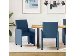 Vidaxl Cadeiras De Jantar Com Rodas 2 Unid. Tecido Azul