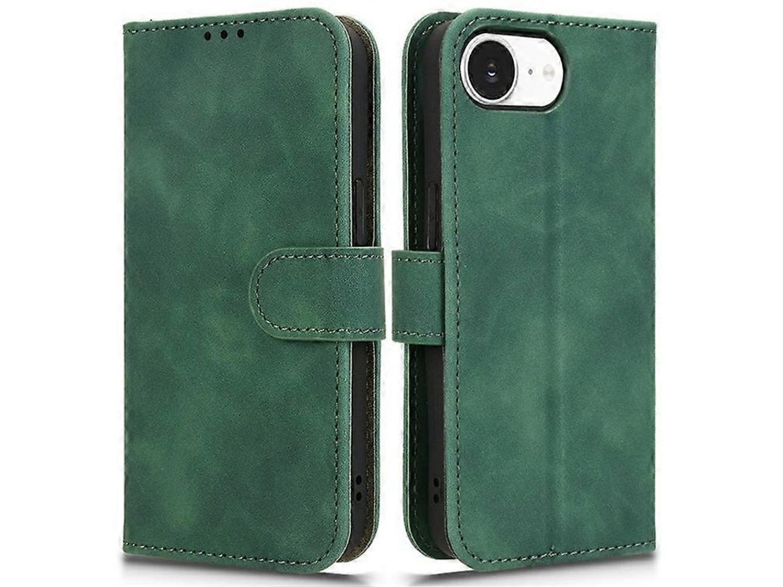Funda De Couro Compatível Com Iphone 16e Anti-caída Com Slot Para Cartões E Suporte Ajustável Verde Verde