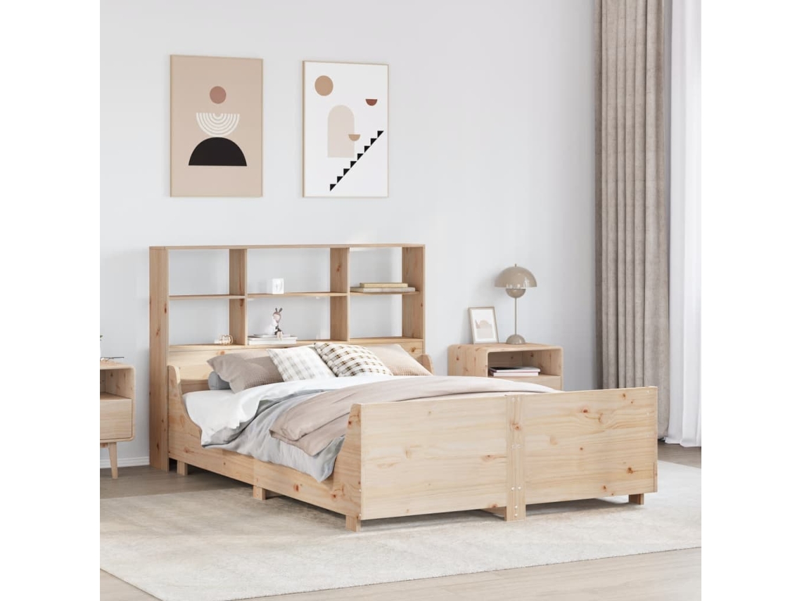 Cama Com Estante Sem Colchão 120x190 Cm Madeira Maciça