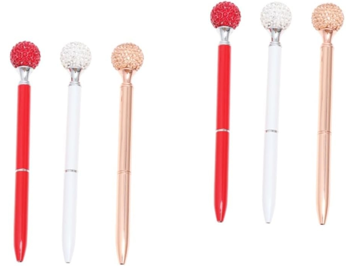 Conjunto De 6 Canetas Esferográficas Magiclulu Com Strass, Nas Cores