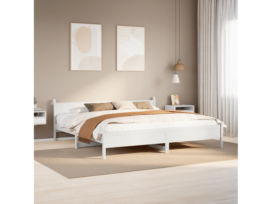Vidaxl Cama Sem Colchão 180x200 Cm Madeira De Pinho Maciça Branco