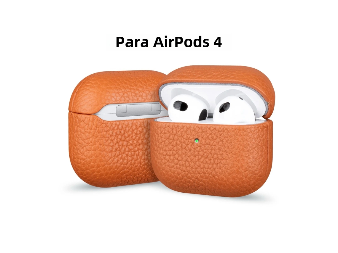 Capa De Couro Para Airpods 4 Business Earphone Cases Para Apple Airpods 4 4ª Geração 2024 Capa Protetora Para Fone De Ouvido Mag Vayotoy