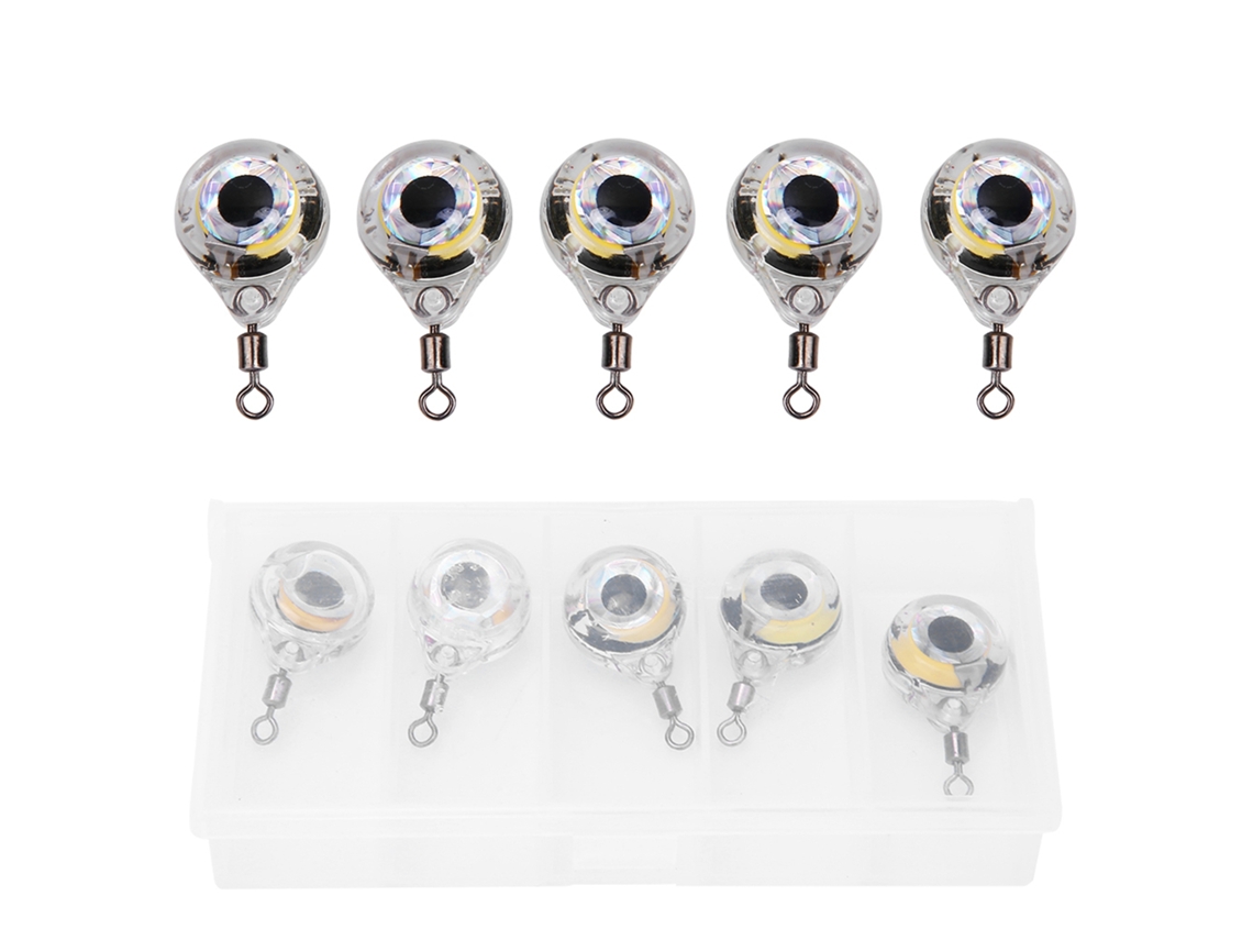 Anub 5 Pcs Luz de Pesca Subaquática Led Olho Forma Lure Atraente Lampada Ferramenta Bait Noturna