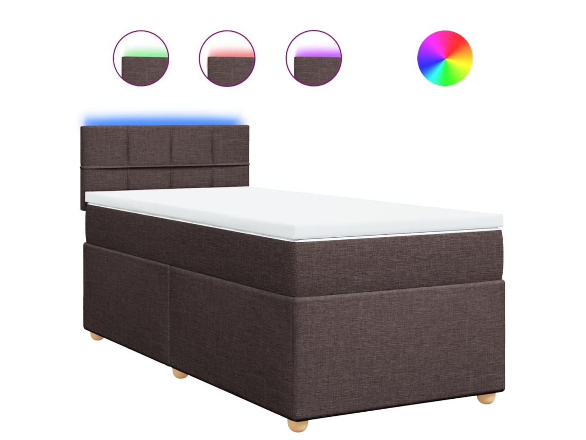 Cama com Molas e Colchão Tecido Castanho Escuro MAISON EXCLUSIVE (90x190 cm)