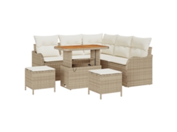 Conjunto 8 Conjunto De Jardim Vidaxl Bege Vime Pe (177.5 X 177.5 X 85 Cm)