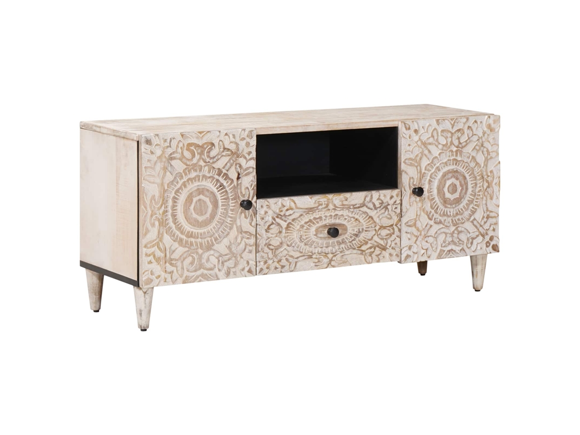 Vidaxl Gabinete Para Tv Com Gaveta Com Porta Branco 105 X 33,5 X 46 Cm
