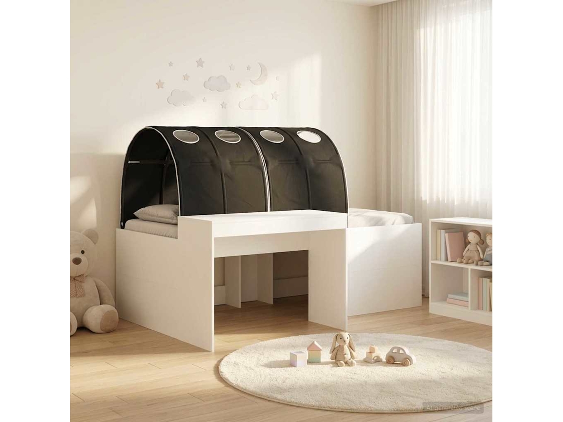 Vidaxl Cama Com Túnel 3 Unid. Branco E Preto Derivados De Madeira