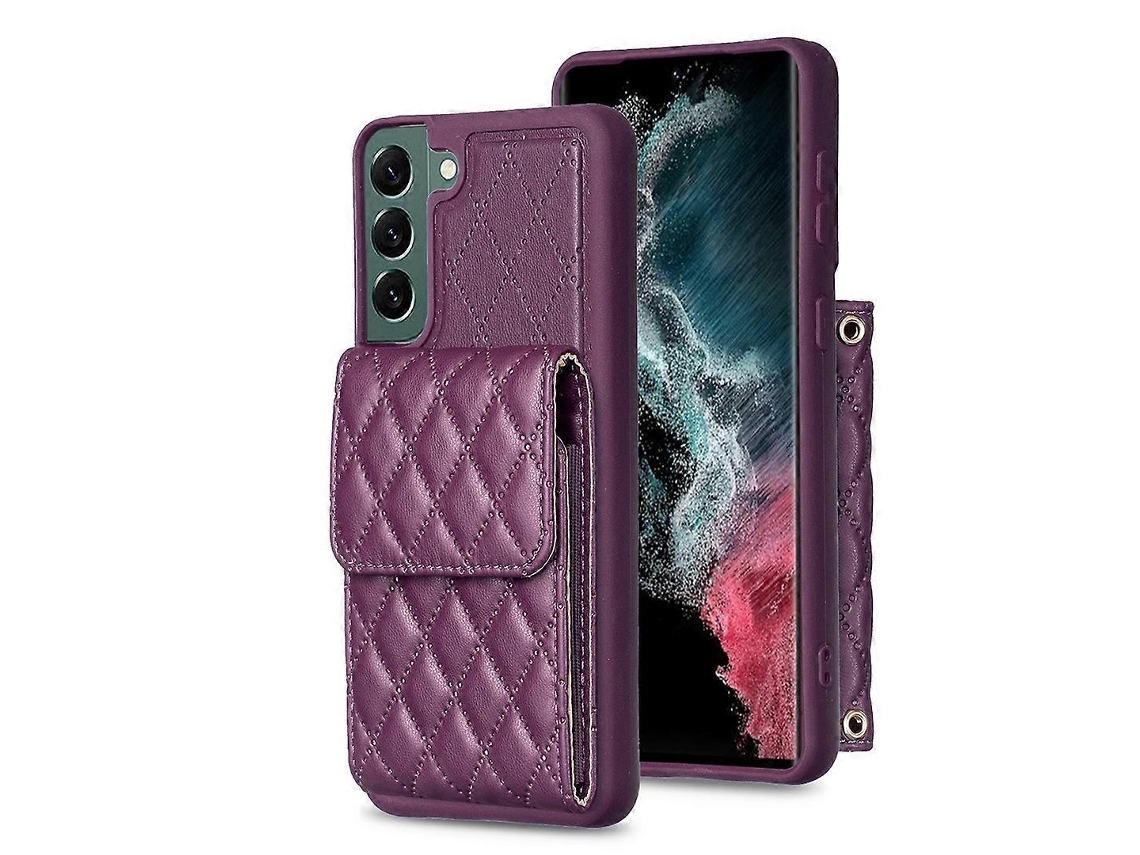 Capa De Couro Com Estampa De Losangos Para Samsung Galaxy S22 5g