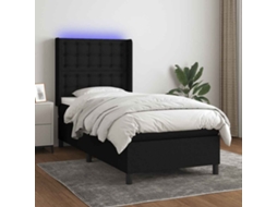 Vidaxl Cama Box Spring C/ Colchão E Led 80x200 Cm Tecido Preto