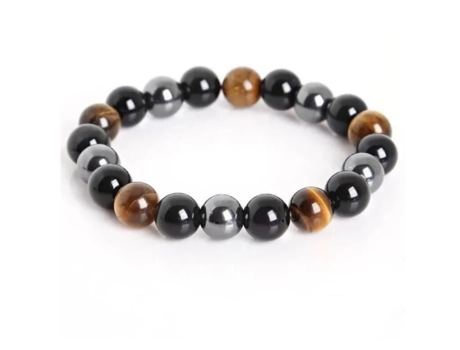 Bracelete Kalavika Olho De Tigre Hematita Obsidiana 10 Mm