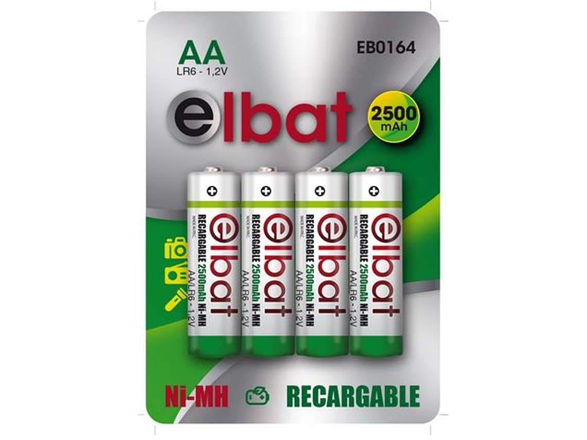 Pack de 4 Pilhas Recarregável Lr6 Aa 2500Mah ELBAT