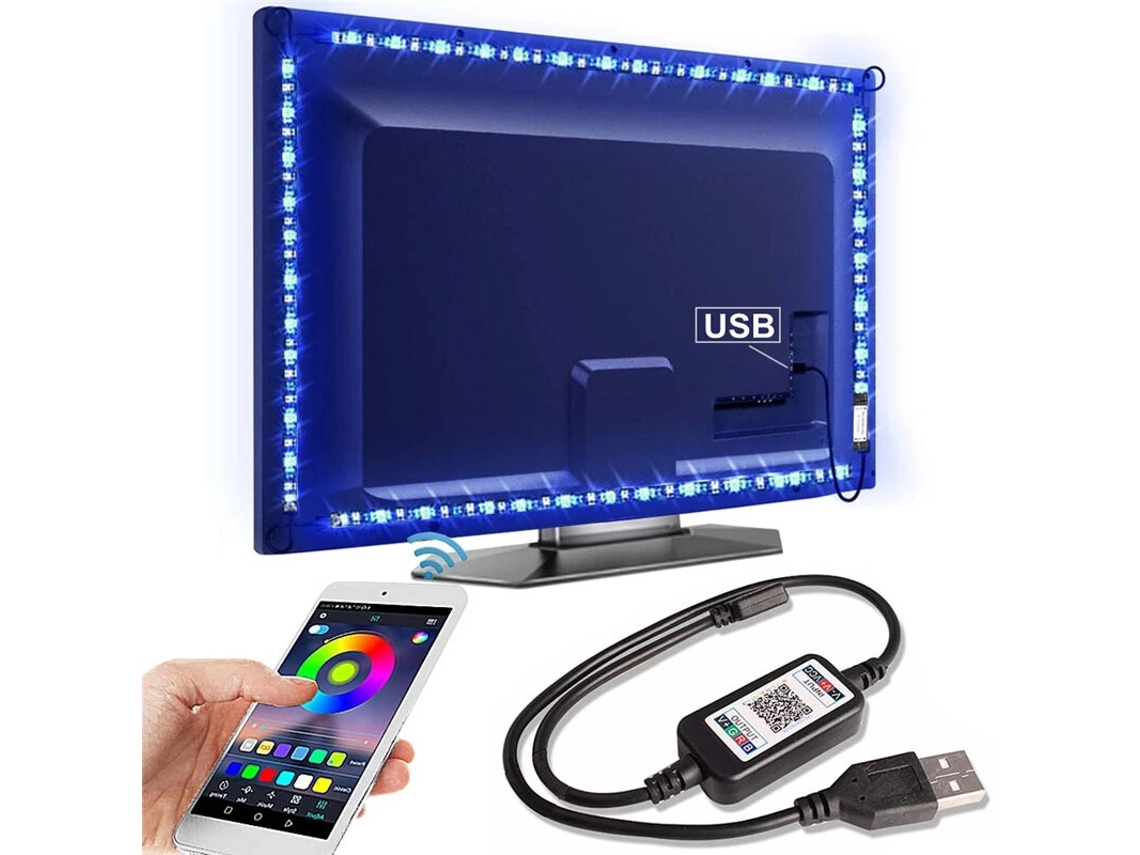 Conjunto De Luzes Led 4m-no-elfeland Com Retroiluminação De Tv A Cores De 5v 5050rgb Com Faixa De Luz De Atmosfera Inteligente Usb Bluetooth