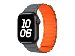 Pulseira Magnética de Silicone Halinuia para Apple Watch Series 1 11/ultra 1 3/se3 , Design Esportivo Respirável. Cinza Laranja (42 49 Mm)