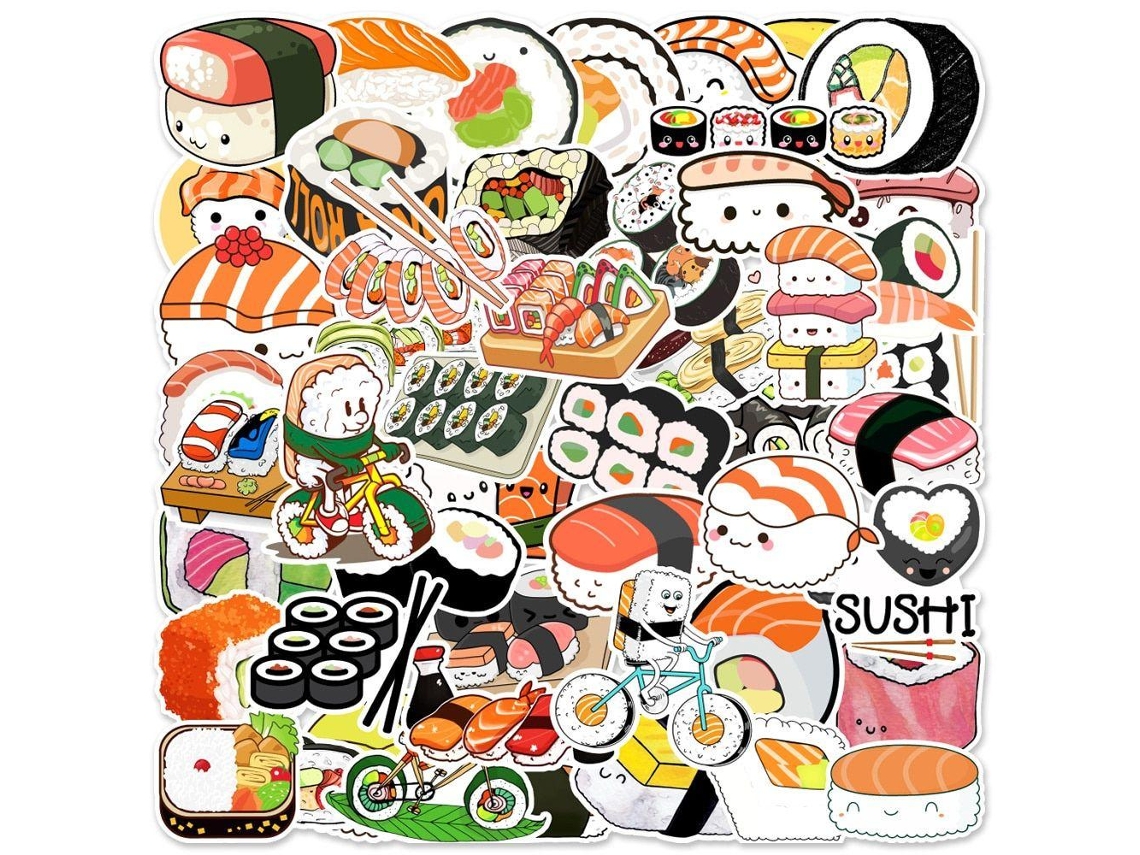Adesivos Exclusivos Motivos de Sushi 50 Unidades
