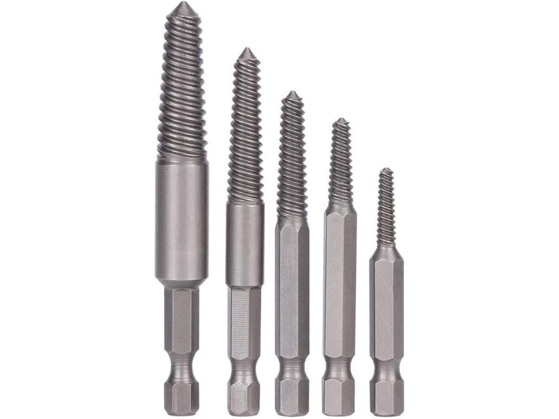 Ferramenta De Extração De Parafusos Quebrados Linjou 5 Peças Brocas De Furadeira Com Cabo Hexagonal Para Porcas Oxidadas