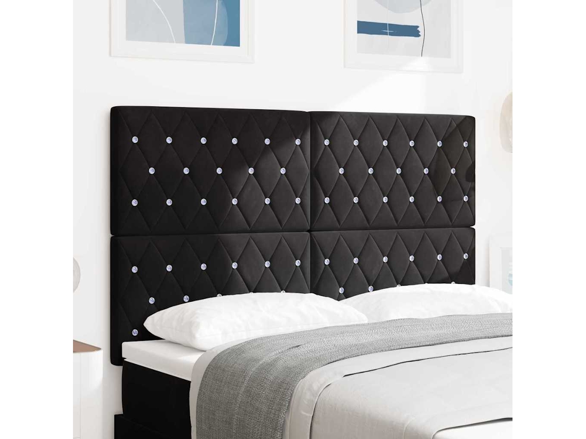 Vidaxl Cabeceira Led Com Fitas Led Com Cabeceira Preto 160 Cm Veludo