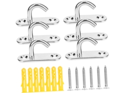 Conjunto De 6 Ganchos Teto Em Aço Inoxidável Com Placa Olhal E Suporte