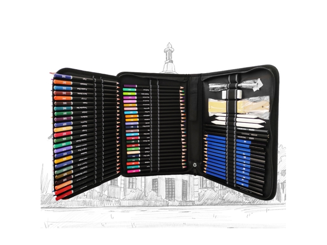 Conjunto De 71 Lápis De Cor Para Desenho, Kit De Ferramentas Para Estudantes De Arte.