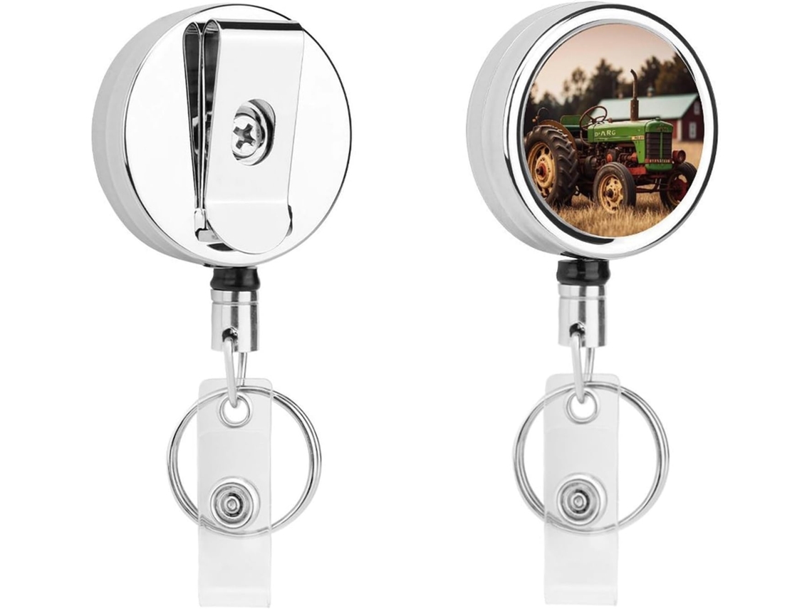 Porta Crachá Retrátil Compacto E Leve Em Metal Com Clipe E Chaveiro, Ideal Enfermeiros, Professores E Profissionais