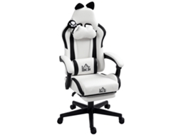 Cadeira Gaming Com Orelhas Gamer Reclinável Com Altura Ajustável E Suporte Lombar 65x62x116-124 Cm Branco