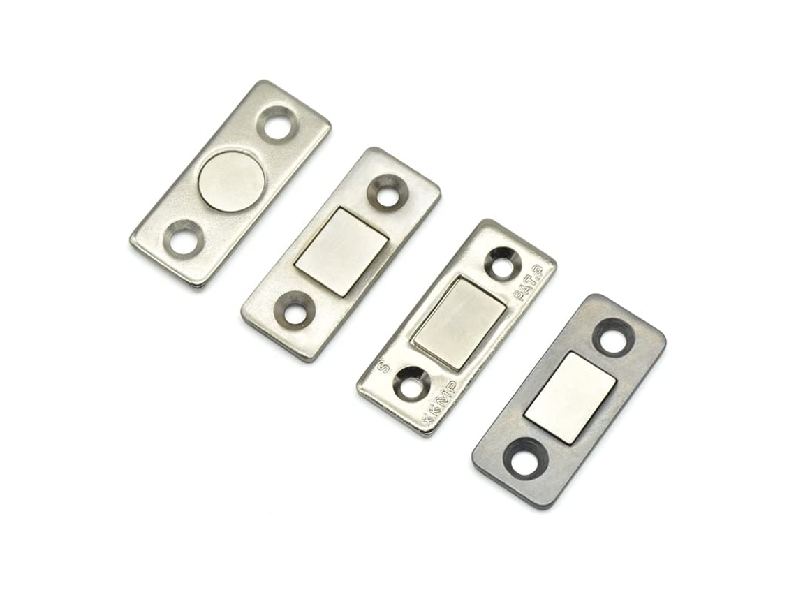 Datador magnético ultrafino para portas, ideal para casa, escritório e loja, na cor prata, com parafuso.
