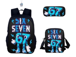 Conjunto 3 Mochilas Six Seven Com Estampa 3d De Desenho Animado Chaveiros, 40,6 Cm, Lancheira Alta