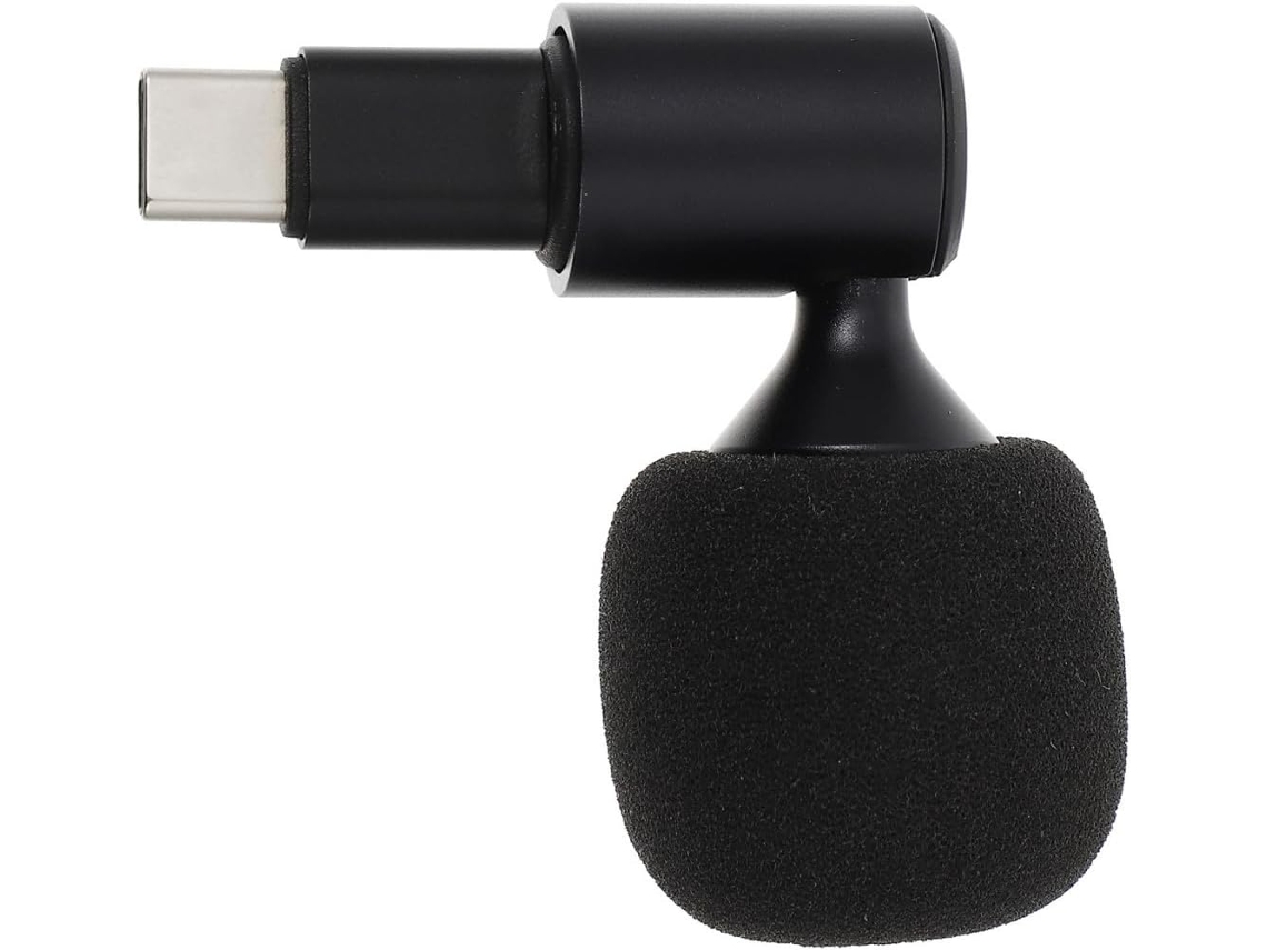 Microfone Preto Flexível Tipo C Para Transmissões Ao Vivo Com Chip Ic.