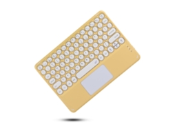 Teclado HEXINYIGJLY Bluetooth para Ipad 10" Silencioso, Teclas Redondas, Touchpad Integrado, Desmontável Amarelo