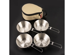 4pcs Taças Inox 300ml para Camping com Saco