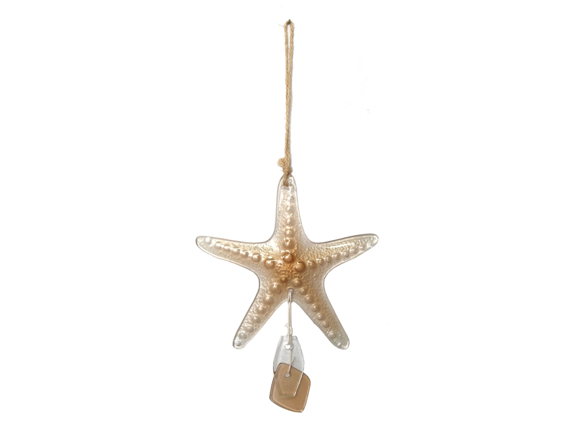 Laxiscreed Sino De Vidro Com Estrela Do Mar Para Decoração De Sino De Vento Marinho Em Vidro Laranja