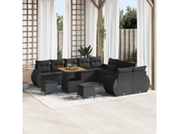 Vidaxl Conjunto De Sofá De Jardim 13 Unid. Preto Vime Pe