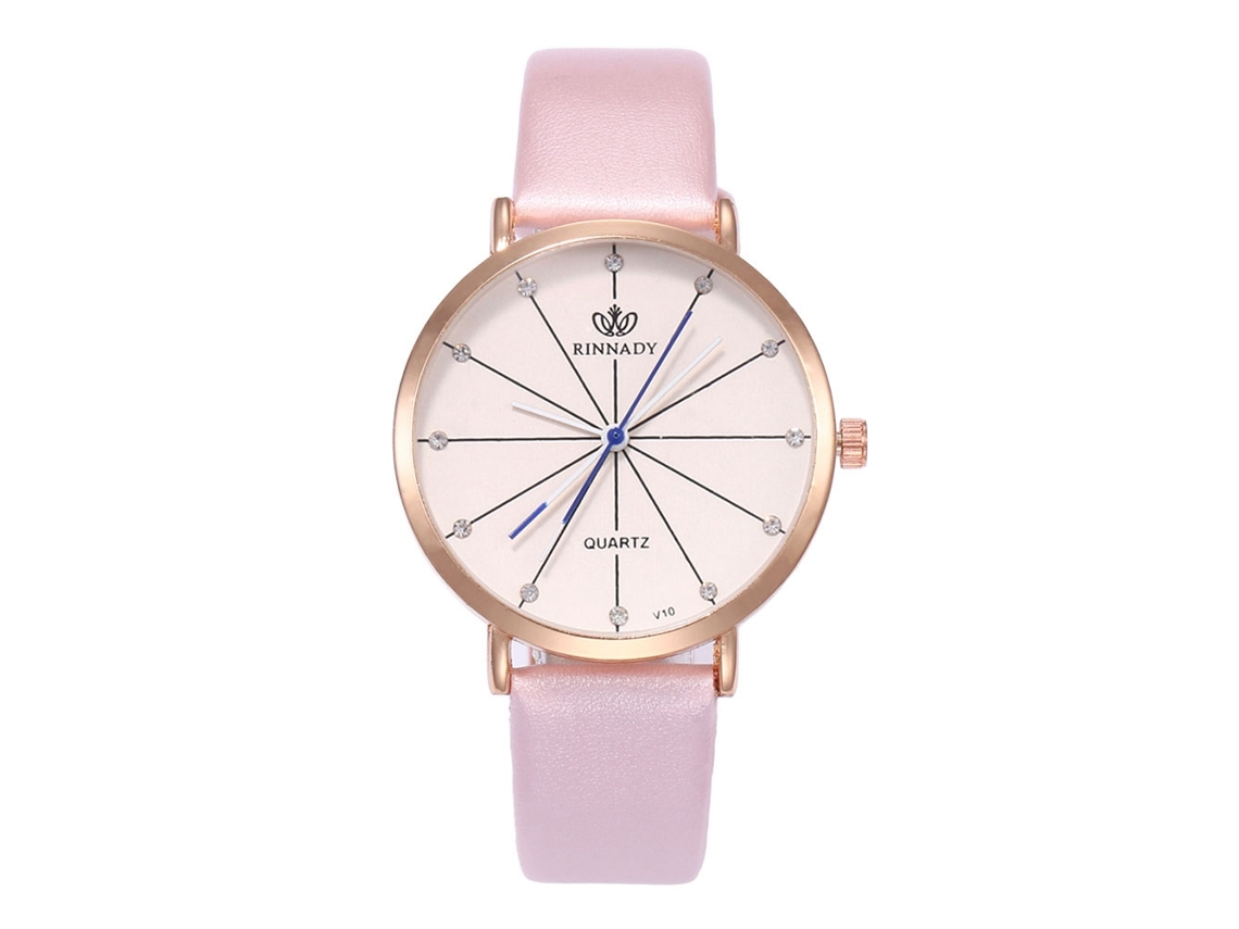 Relógio de Pulso Casal de Moda com Pulseira de Couro Pu e Movimento Quartzo Rosa