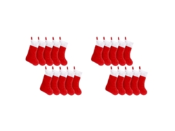 20 Meias De Natal De Feltro Vermelho, Suporte Para Meias De Natal, Bolsa Para Armazenamento De Presentes Para Lareira Doméstica Olysi Shop