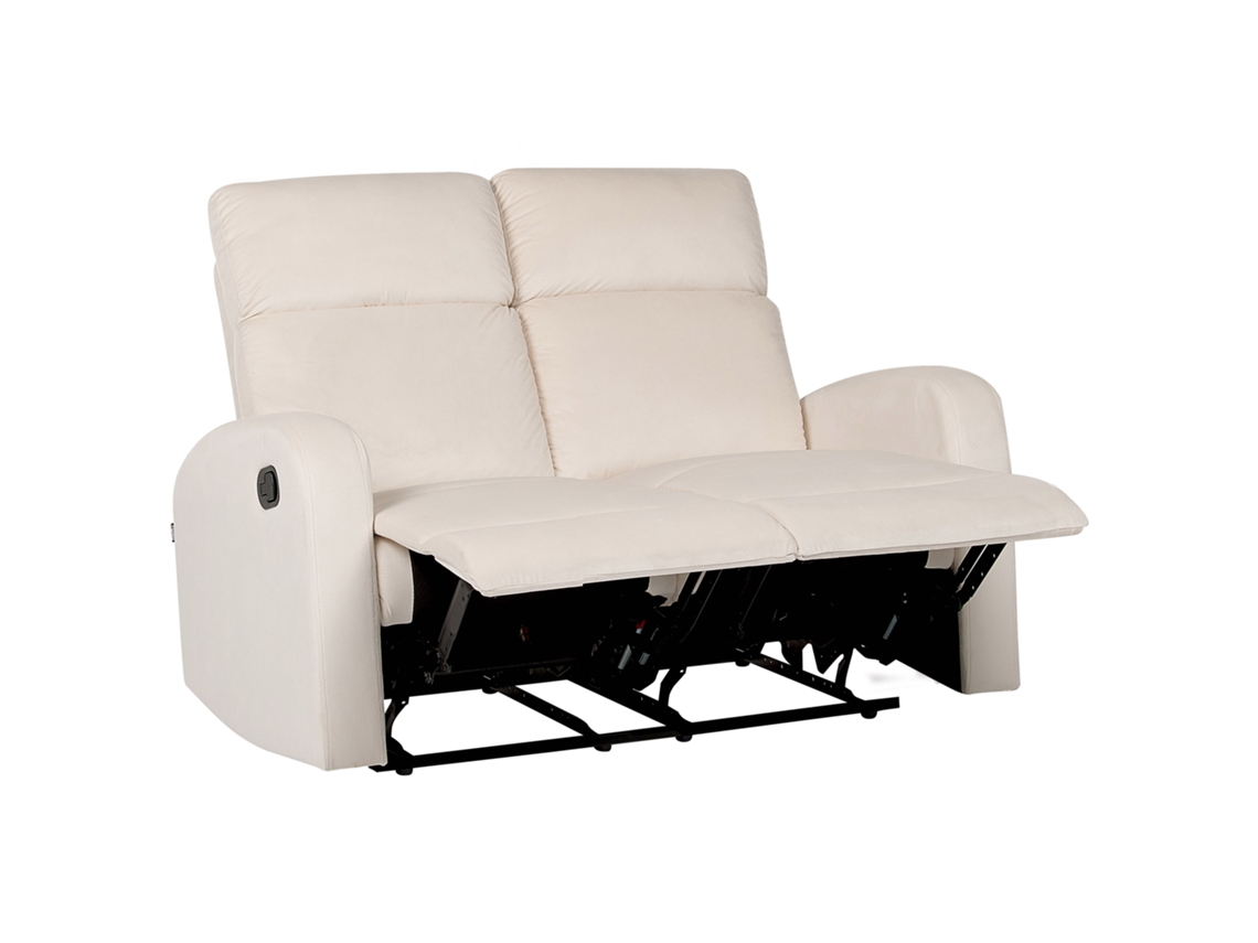 Sofá De 2 Lugares BELIANI Verdal De Veludo Branco Creme 128x73x102