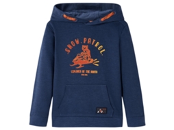 Sweatshirt Para Criança Com Capuz Azul-marinho Mesclado E Laranja 128