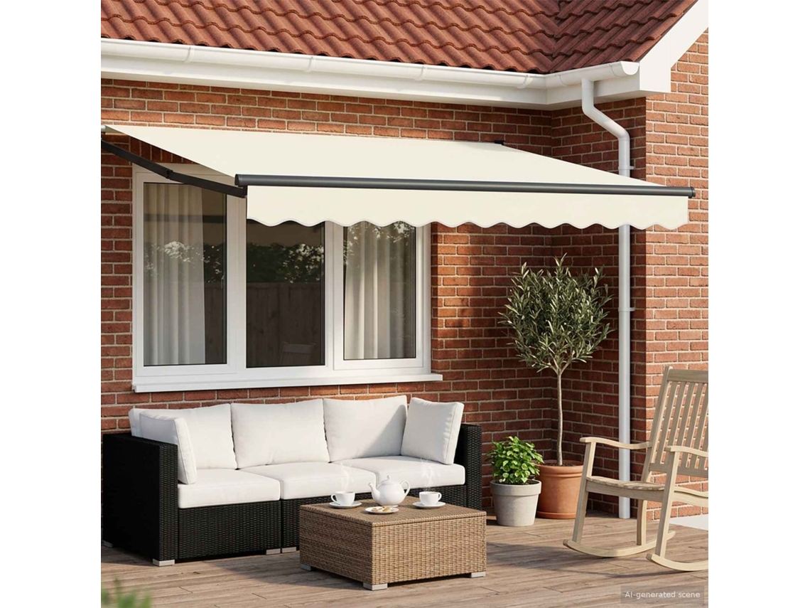 Vidaxl Toldo Retrátil Manual Com Leds Creme E Antracite 3,5 X 2,5 M