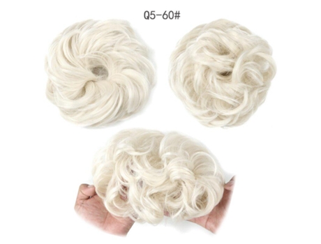 Aplique De Cabelo Coque Desarrumado Ondulado Em Fibra De Alta Temperatura - Loiro Platinado