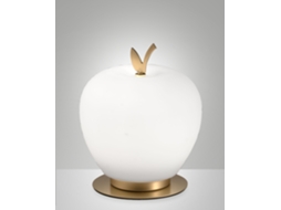 Candeeiro de Mesa Wendy Led Integrado 8w 3000k Branco e Latão Acetinado, Regulação de Luz Ao Toque, Vidro Soprado Design Elegante e Moderno FABAS LUCE