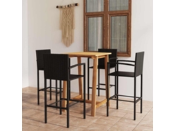 Vidaxl 5 Pcs Conjunto De Bar Para Jardim Preto